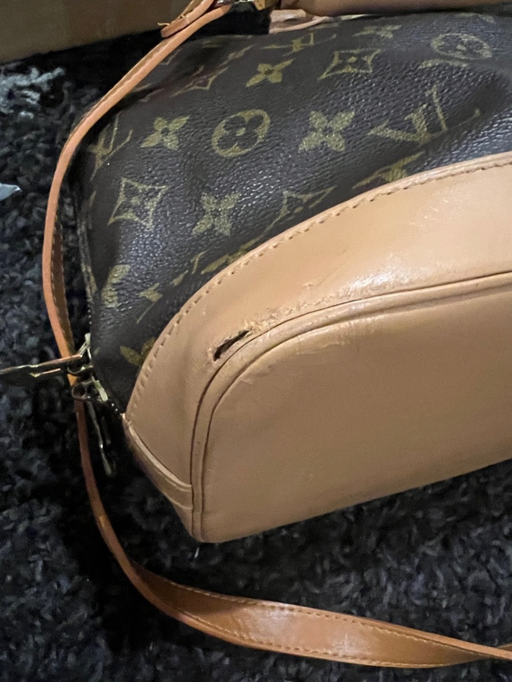 Vintage Louis Vuitton Brown Monogram Alma Satchel with Painted Tan Leather Trim - Picture 2 of 10